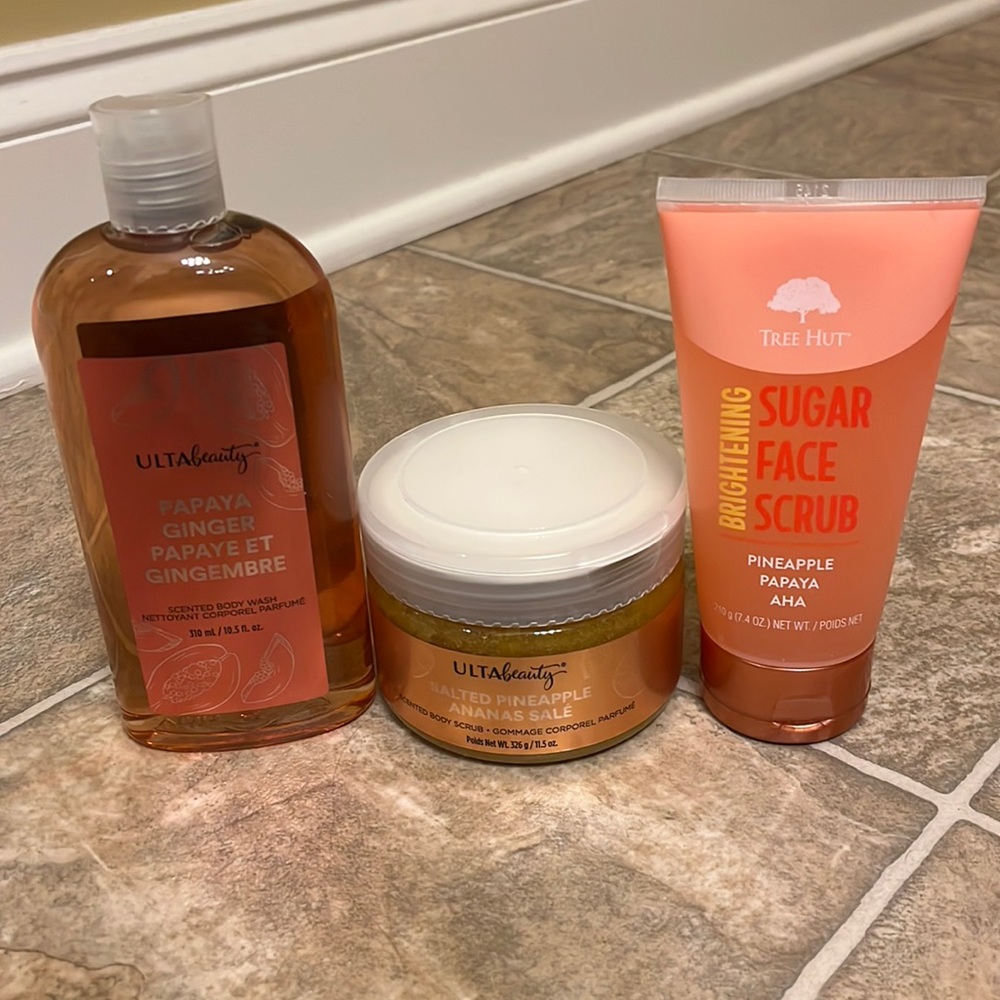 brand new ultra beauty body wash, face scrub, and body scrub